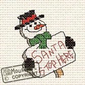 Mini Borduurpakketje Sneeuwpop Santa Stop Here - Mouseloft