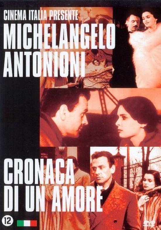DVD hoes met "CINEMA ITALIA PRESENTE MICHELANGELO ANTONIONI CRONACA DI UN AMORE" en afbeeldingen van acteurs.