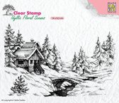IFS009 Nellie Snellen clearstamp Winter Scene 1 - stempel kerst winterlandschap - kerstmis huisje met brug en sneeuw