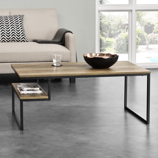 en.casa]® Design salontafel met plank - Granby - houtlook | bol.com