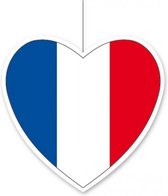 Hangdecoratie hart Frankrijk14 cm - Franse vlag EK/WK landen versiering