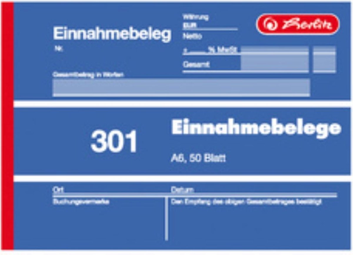 herlitz formulierboek Inkomstenbon 301, DIN A6, groen, 50 vel