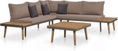 Loungeset massief acaciahout en staal 16-delig  (incl. Fleecedeken)