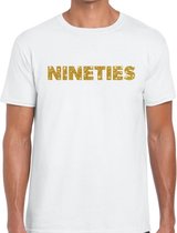 Nineties goud glitter tekst t-shirt wit heren - Jaren 90 kleding XXL