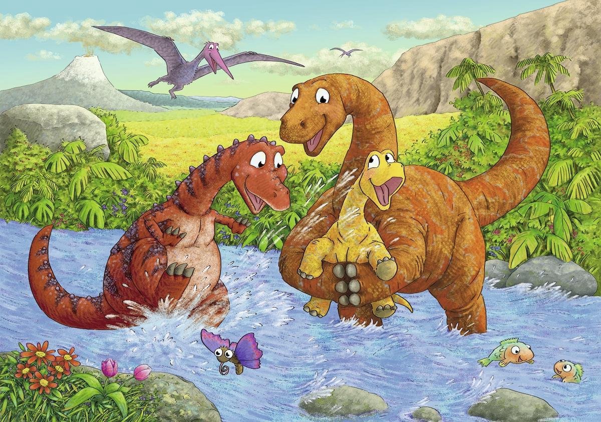 Puzzel 2x24 stukjes Vrolijke Dino AND apos;s — afbeelding 2
