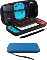 Hoes Geschikt voor Nintendo Switch Case Hard Cover Bescherm Hoesje Koord - Case Geschikt voor Nintendo Switch Hoes - Blauw