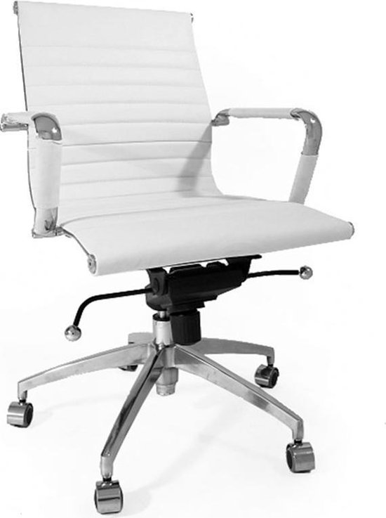 | Design Bureaustoel Valencia Wit lage rugleuning Bureaustoel Valencia Wit