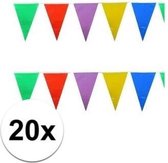 20x Vlaggenlijnen gekleurde vlaggetjes - 10 meter - slingers