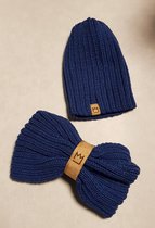 Muts met sjaal - Beanie - Blauw: De Winter Favoriet! - Voor kinderen vanaf 3 tot ongeveer 9 jaar.