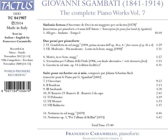 Giovanni Sgambati-Piano Works Vol. 7