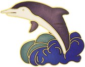 Behave® Broche dolfijn paars wit emaille