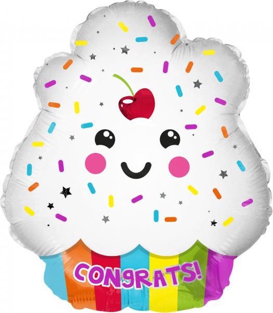 Folie ballon als leuke cupcake congrats ! 46 cm groot