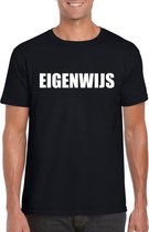 Eigenwijs tekst t-shirt zwart heren S