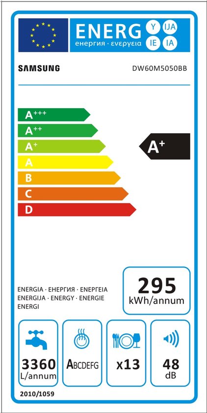 Samsung DW60M5050BB / Inbouw / Volledig geintegreerd / Nishoogte 82 - 89 cm