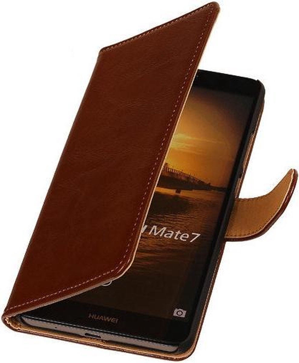 PU Leder Bruin Huawei Ascend Mate 7 Book/Wallet Case/Cover