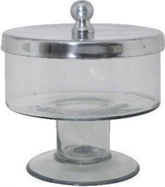 Livlight voorraadpot op voet - glas+nikkel met deksel- stow | bol.com