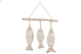 J-Line hanger 3 vissen touw natural wit (30x3x42cm) set 6