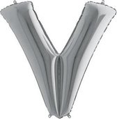 Folieballon letter V zilver (100cm)
