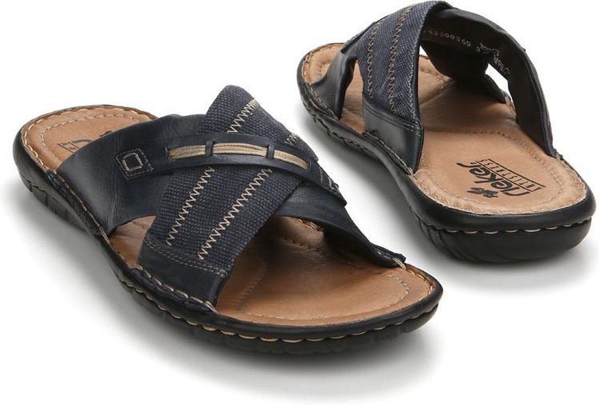 Rieker 26566 - Comfort slippers - Heren - Maat 40 - Blauw - 14 -Lake/Denim Ramo | bol.com