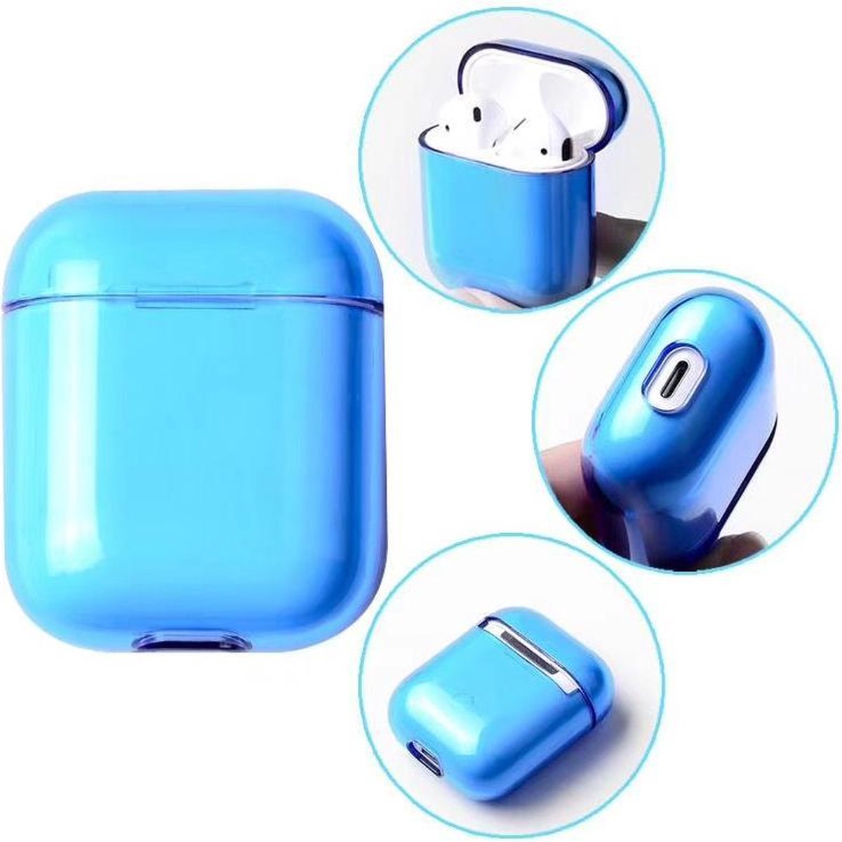 KELERINO. Plastic Hard Case Cover Hoesje geschikt voor Apple Airpods 1 & 2 - Blauw