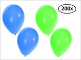 Ballonnen helium 200x groen en blauw