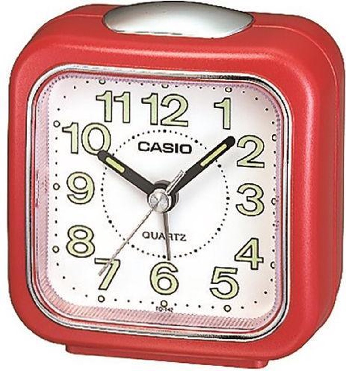Casio wekker TQ-142-4DF rood met lichtgevende wijzers