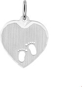 Zilver Gerhodineerde Hanger hart en voetjes poli/mat 1324206