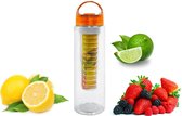 Waterfles met fruitfilter- Fruit Infuser- Waterbottle- Water Infuser- BPA Vrij- Drinkfles- Draagbare Drinkfles- 700ML- Sportfles- Plastic fles- Fruitwater fles- Oranje
