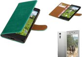 MP Case Pull Up TPU PU Leder Bookstyle voor Xperia XZ Groen