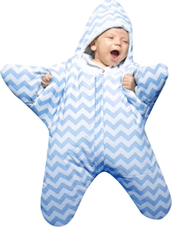 Schattige baby slaapzak/trappelzak in de vorm van een zeester/ster - zacht  en warm - blauw | bol.com