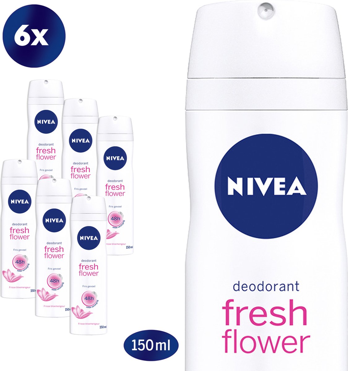 NIVEA Fresh Flower - 6 x 150 ml - Voordeelverpakking - Deodorant Spray - NIVEA