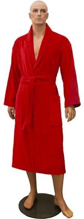 Badjas met sjaalkraag kleur rood