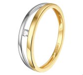 Bicolor Gouden Ring diamant 0.04ct H SI 17.50 mm (55)