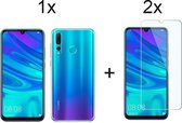 Huawei P Smart Plus 2019 hoesje siliconen case hoes hoesjes cover transparant - 2x Huawei p smart plus 2019 screenprotector