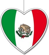 Hangdecoratie hart Mexico 28 cm - Mexicaanse vlag WK landen versiering