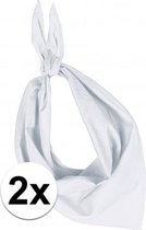 2x Zakdoek bandana wit - hoofddoekjes