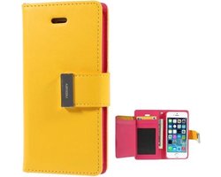 Mercury Rich Dairy Serie wallet case hoesje Telefoonhoesje Geschikt voor: iPhone 4 4S geel