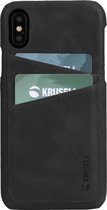 Krusell Sunne iPhone X hoesje en iPhone Xs hoesje - Ruimte voor 2 pasjes - Echt leer - Vintage Look - Zwart