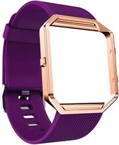 TPU Siliconen armband voor Fitbit Blaze inclusief metalen behuizing - Kleur - Paars, Maat - L (Large)