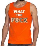 What the Fuck tekst tanktop / mouwloos shirt oranje heren - heren singlet What the Fuck - oranje kleding XXL