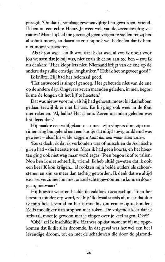 Tekst op een pagina met een beschrijving van een huifkar, vingers, en een Aziatische griep.