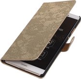 Huawei P8 Max Lace Kant Booktype Wallet Cover Goud - Cover Case Hoes
