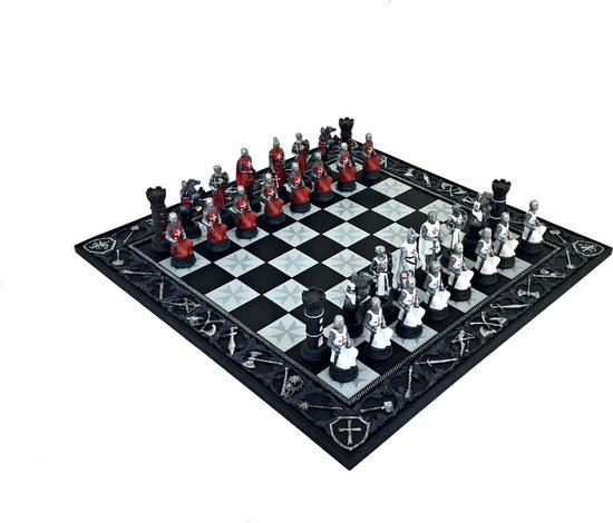 Altijd Vergadering boeket Luxe schaakset - Handbeschilderde Kruisvaarders schaakstukken + bijpassend  schaakbord... | bol.com