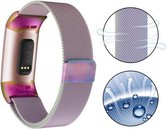 Milanese Loop Armband Geschikt Voor Fitbit Charge 3 Horloge Bandje Strap - Milanees Armband Polsband Band - Small/Large - Rainbow Colorful