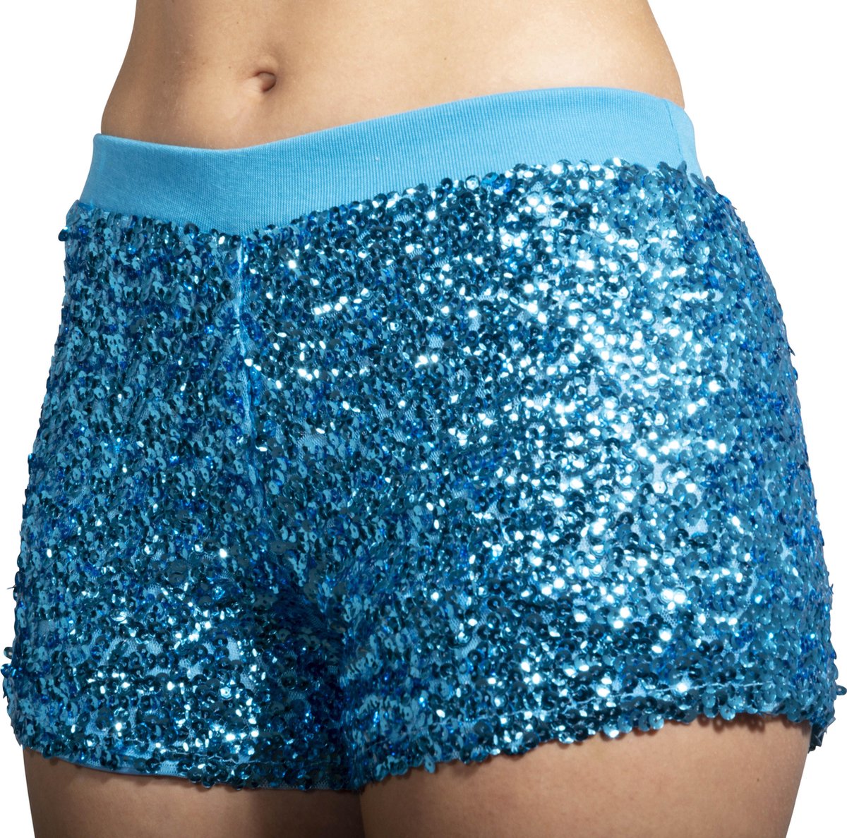 Hotpants pailletten turquoise/ hemel blauw - Maat 34 t/m 38
