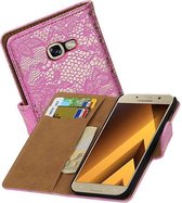 Mobieletelefoonhoesje.nl - Samsung Galaxy A5 (2017) Hoesje Bloem Bookstyle Roze