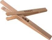 Uulki BBQ tang 30 cm en Toasttang 22cm uit Europees Beukenhout - Set Ecologische Houten Keukentangen