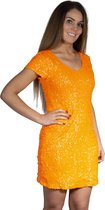 Pailletten jurkje – Neon oranje - Maat S/M – Koningsdag – Voetbal – Nederland
