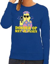 Fout paas sweater blauw  donder op met je Pasen voor dames M