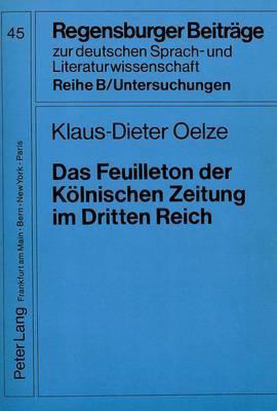 Das Feuilleton Der Koelnischen Zeitung Im Dritten Reich - cover